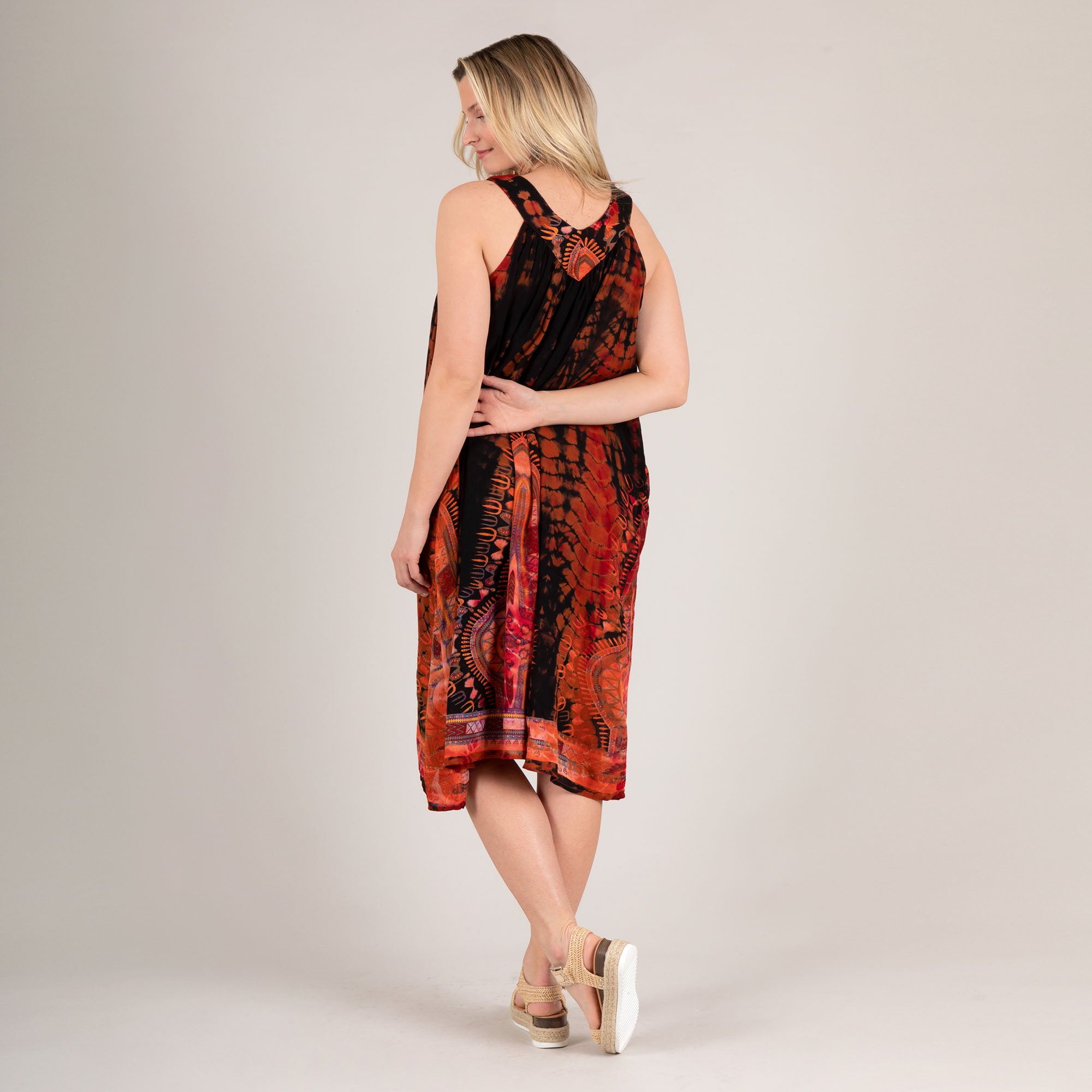 TIE DYE MIDI TANK DRESS IN RED TIE DYE outlet