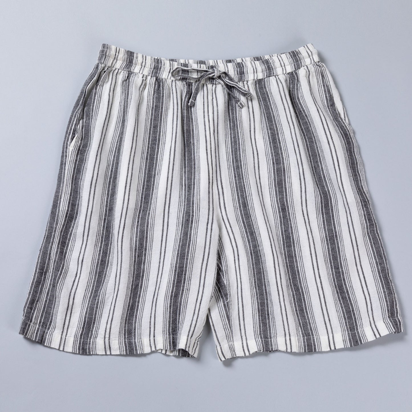 High-Rise Striped Shorts with Drawstring