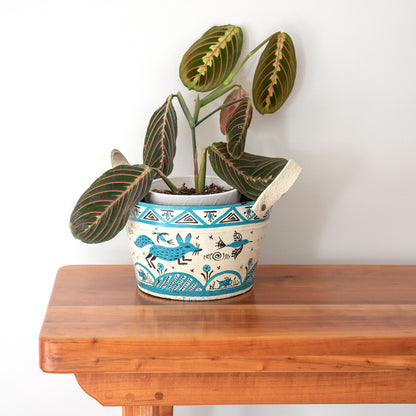 Hand Painted Folklore Recycled Rubber Planter