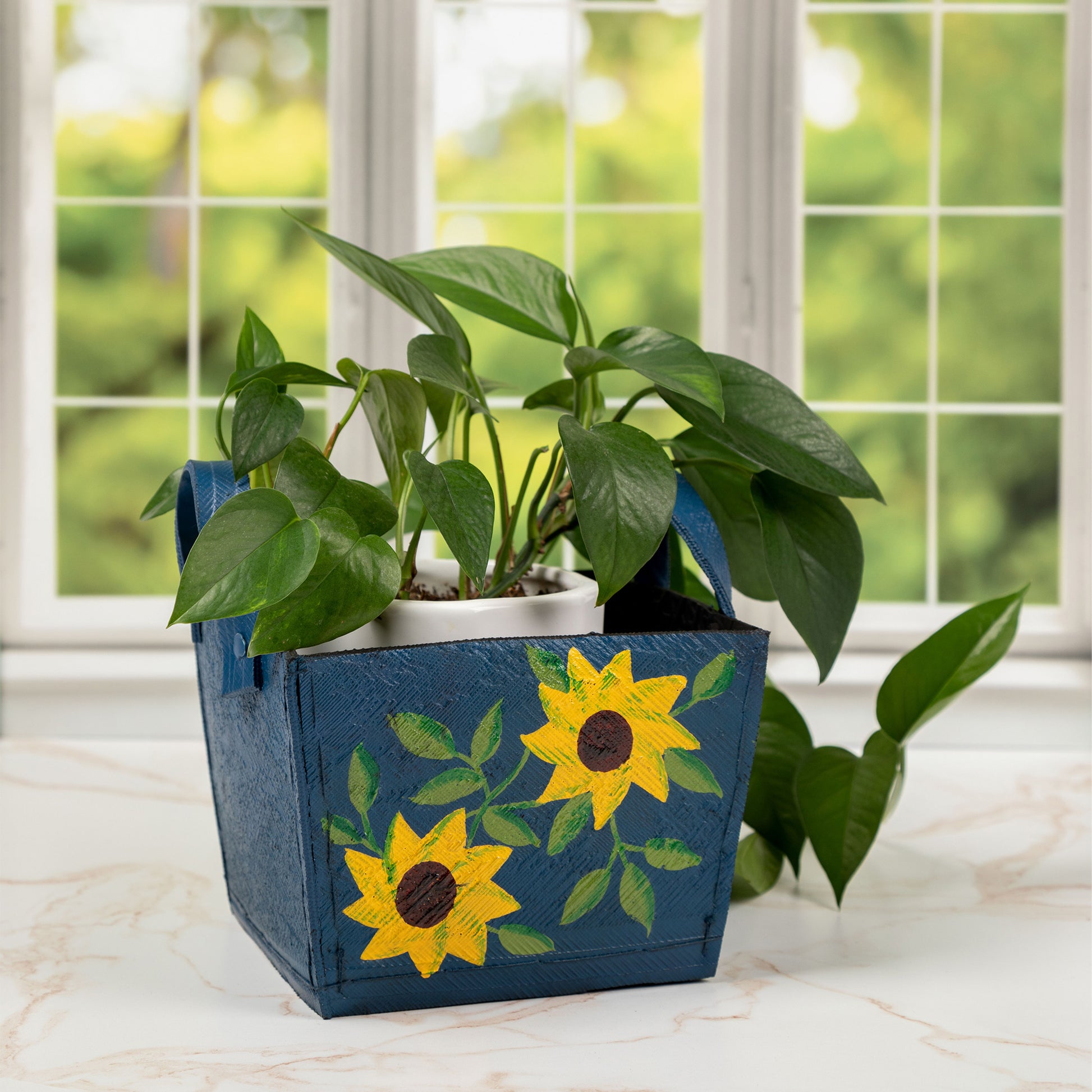 recycled rubber plant pots Recycled Hand Painted Rubber Planter