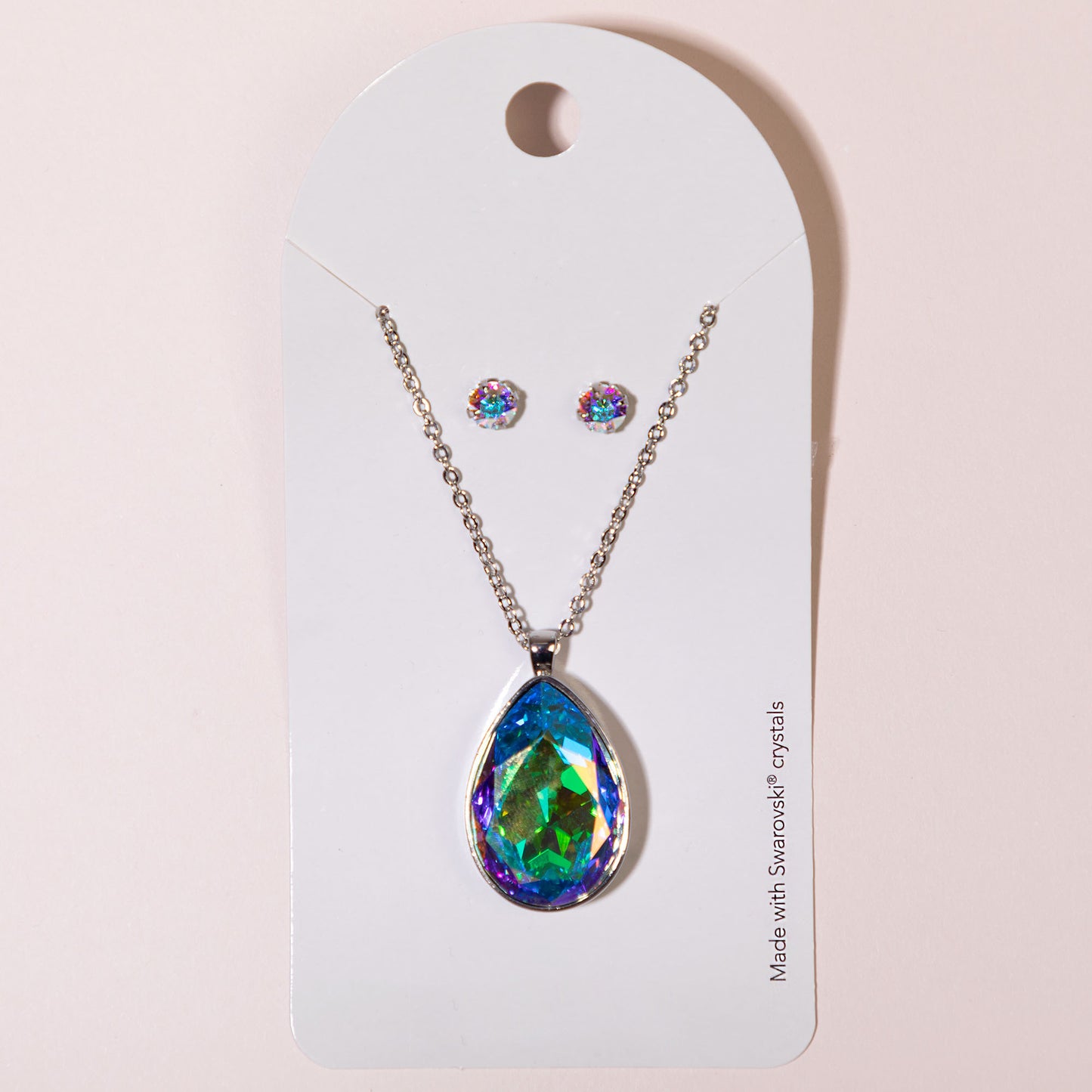 Swarovski Tear Drop Necklace & Post Earrings