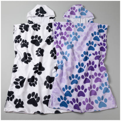 Paw Print Beach Towel Poncho