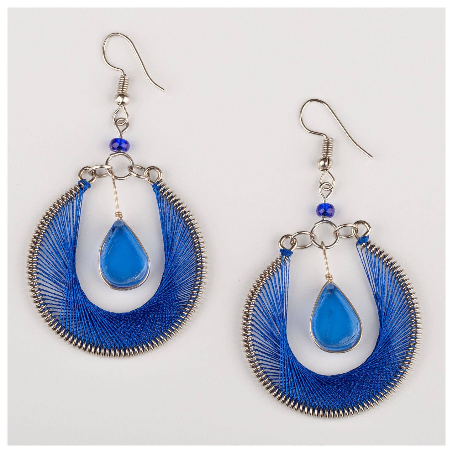 Hand Threaded & Glass Drop Earrings