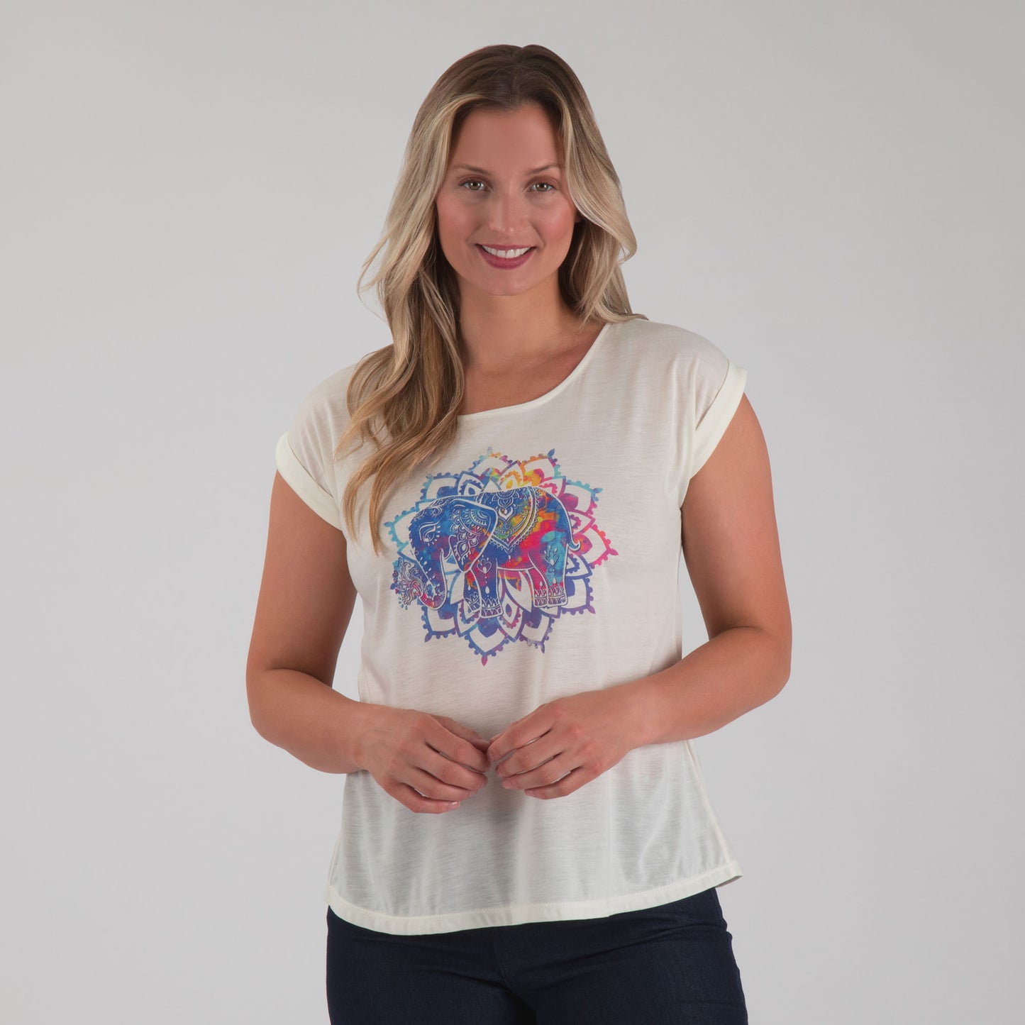 Mandala Elephant Dolman Tee