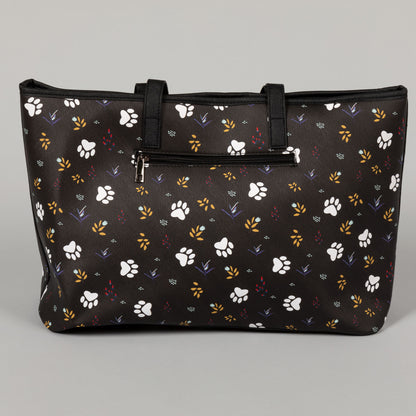 Midnight Floral Paw Print Vegan Handbag