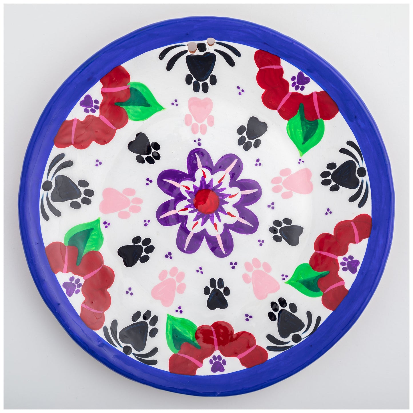 Paw Print Hand Painted Decorative Ceramic Plate