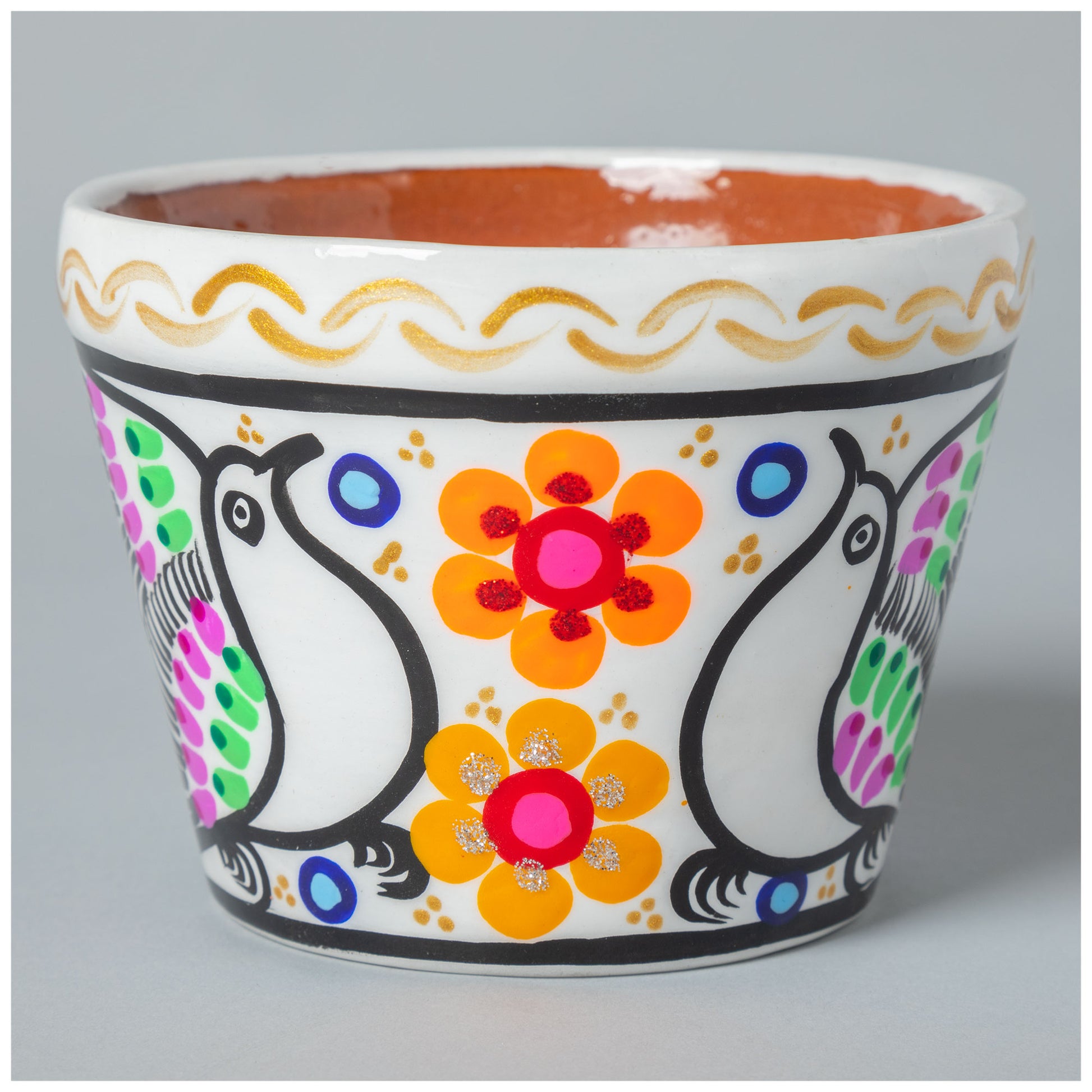 spanish painted plant pots Fiesta Hand Painted Small Ceramic Planter - Aqua