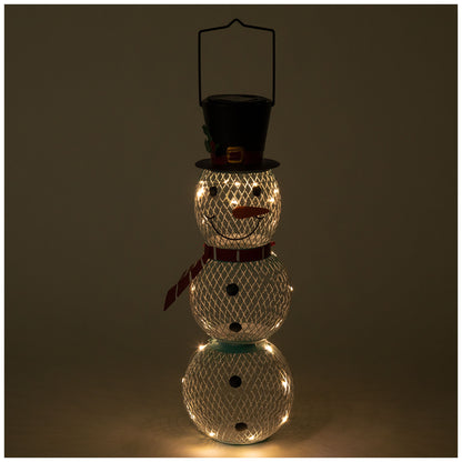 Solar Snowman Mesh Bird Feeder