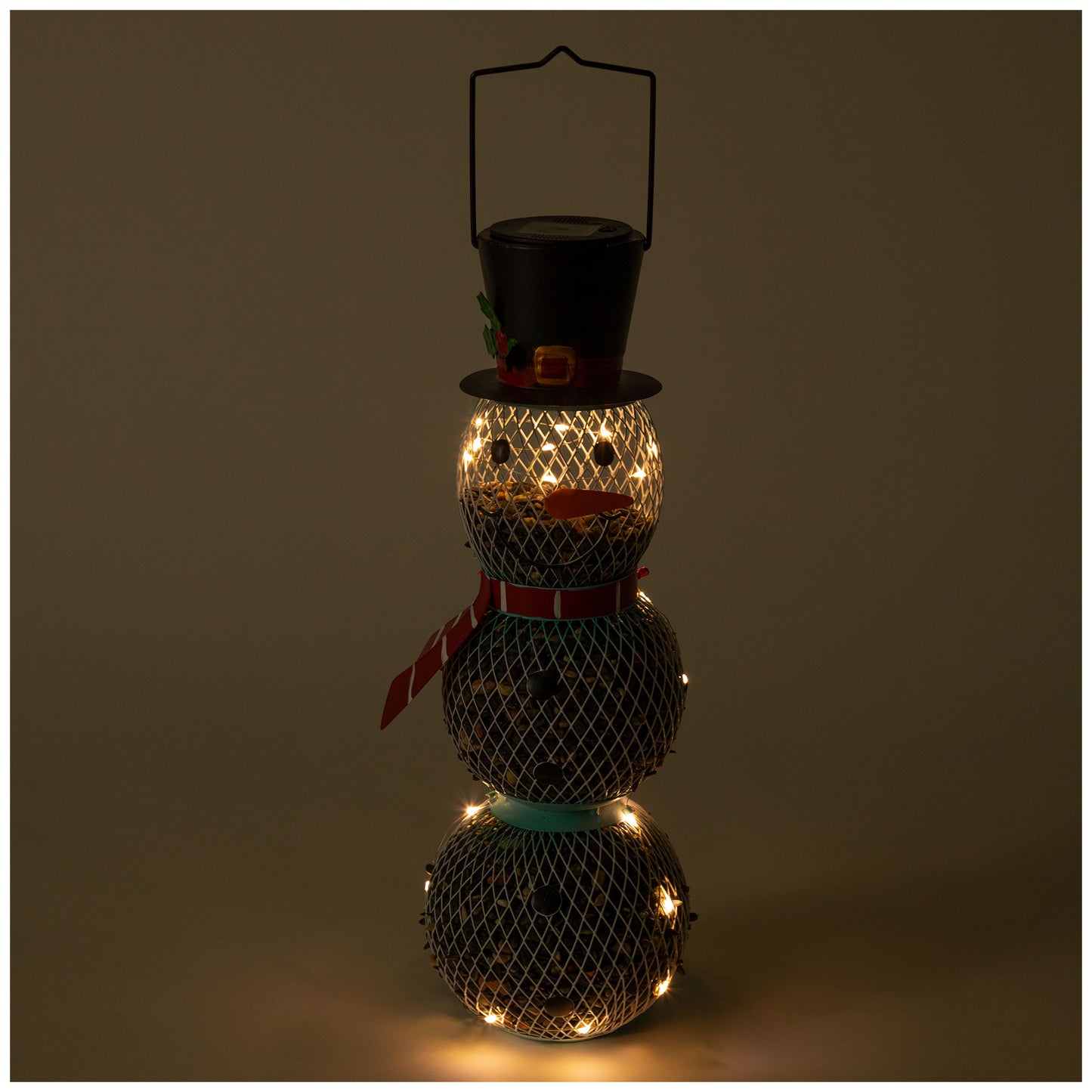 Solar Snowman Mesh Bird Feeder