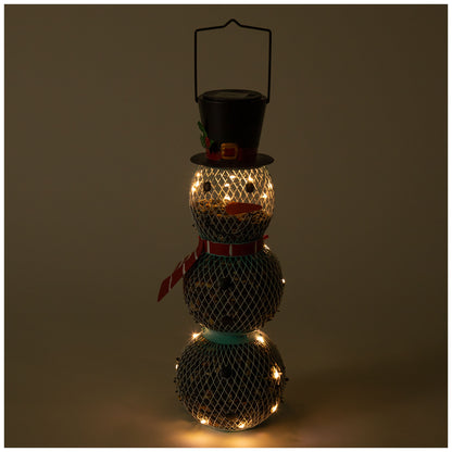 Solar Snowman Mesh Bird Feeder