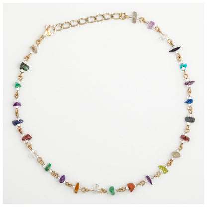 Dangling Gemstones Hand Beaded Anklet