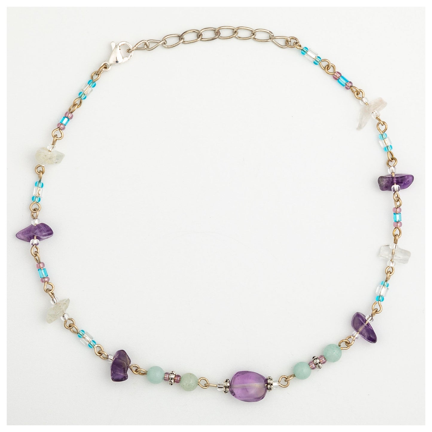 Dangling Gemstones Hand Beaded Anklet