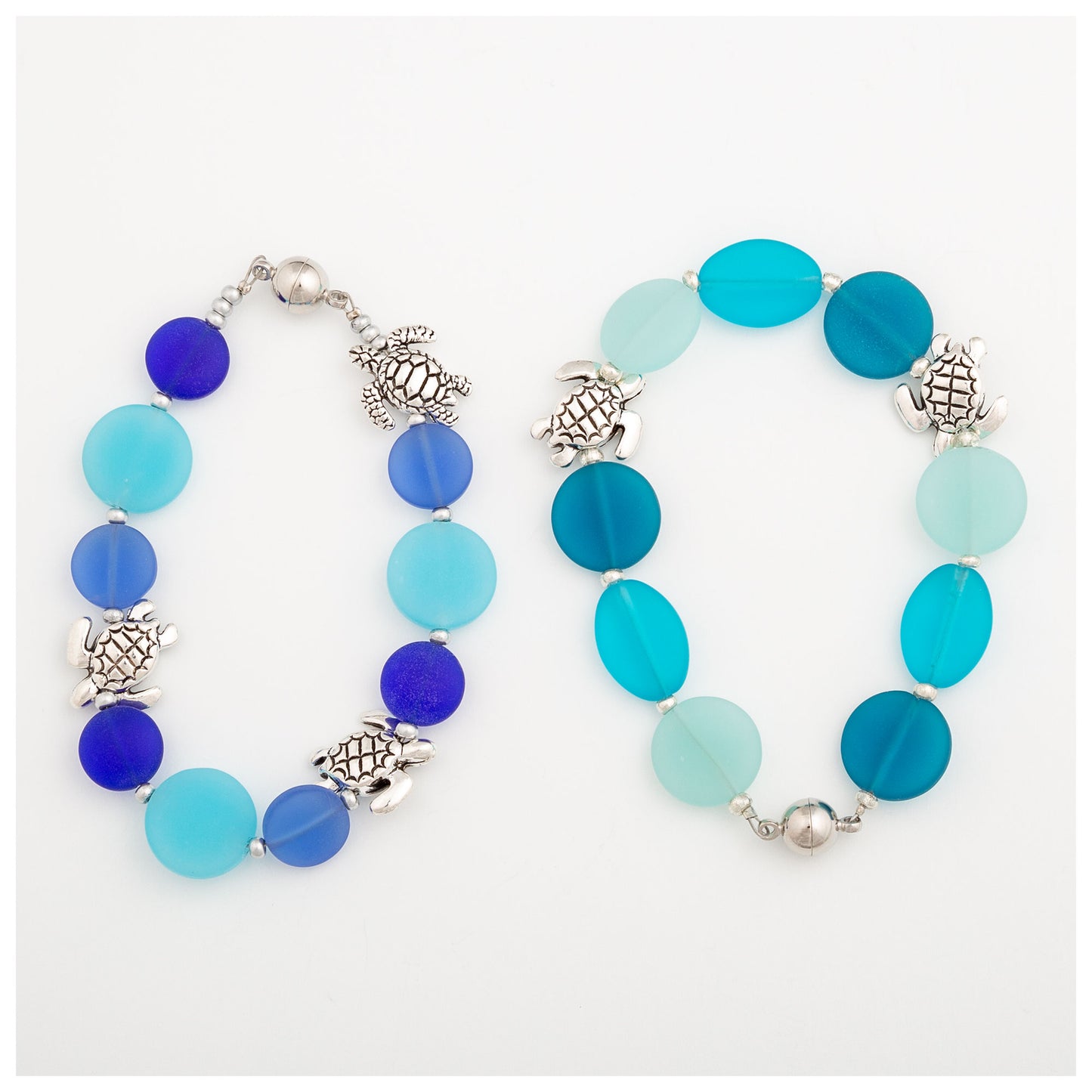 Sea Turtle Sea Glass Beads Bracelet