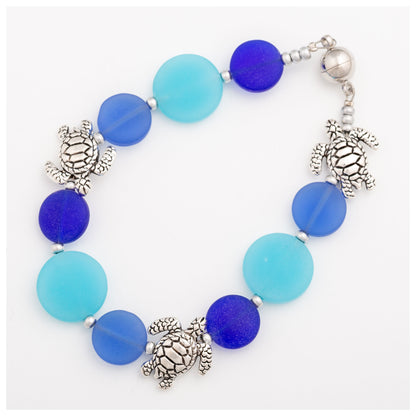 Sea Turtle Sea Glass Beads Bracelet