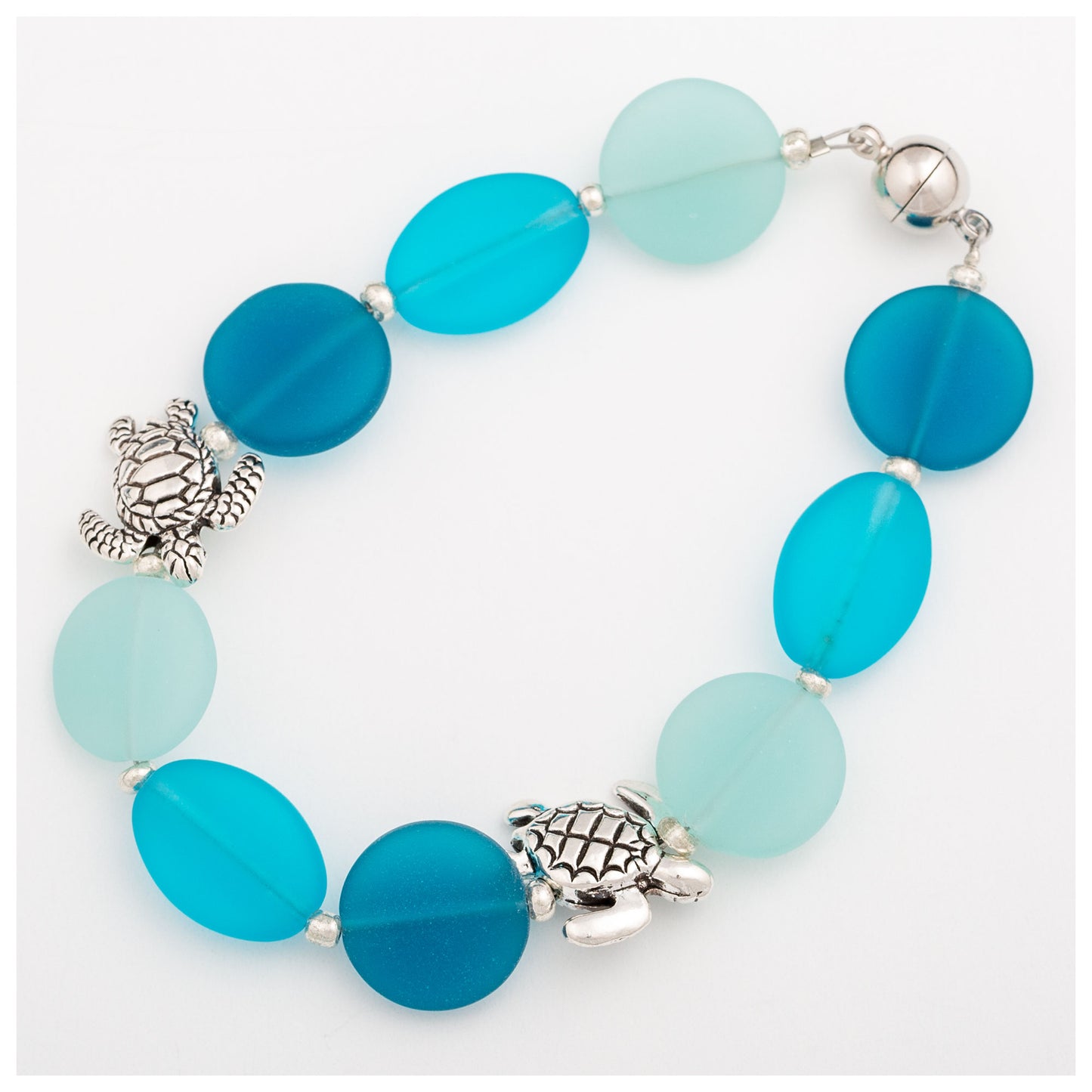 Sea Turtle Sea Glass Beads Bracelet