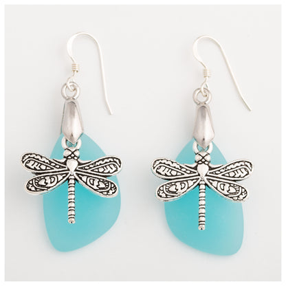 Dragonfly Sea Glass Earrings