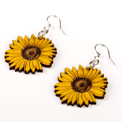 Sunflower Wooden Earrings