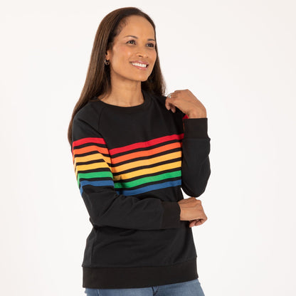 Retro Rainbow Stripe Crew Sweatshirt