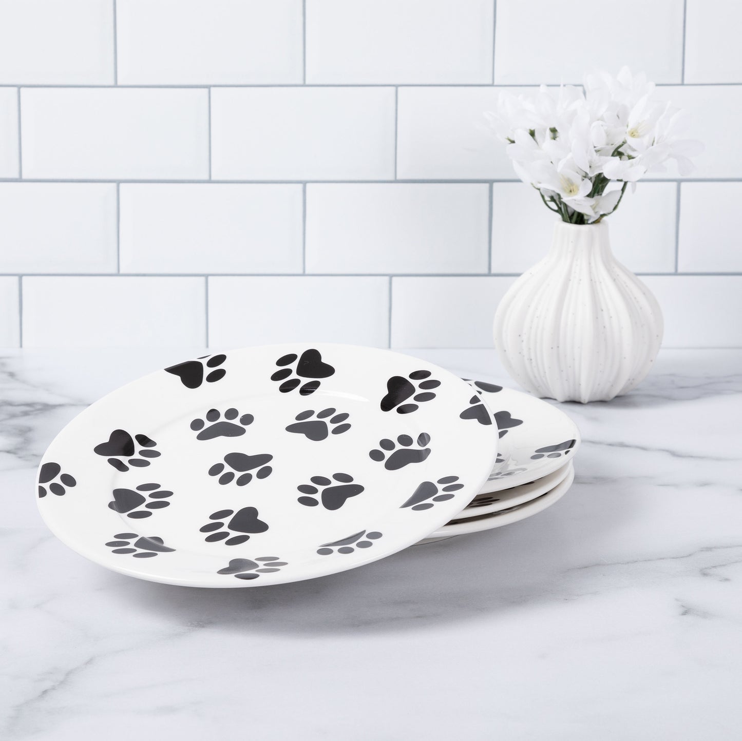 Paw Print Salad Plates - Set of 4