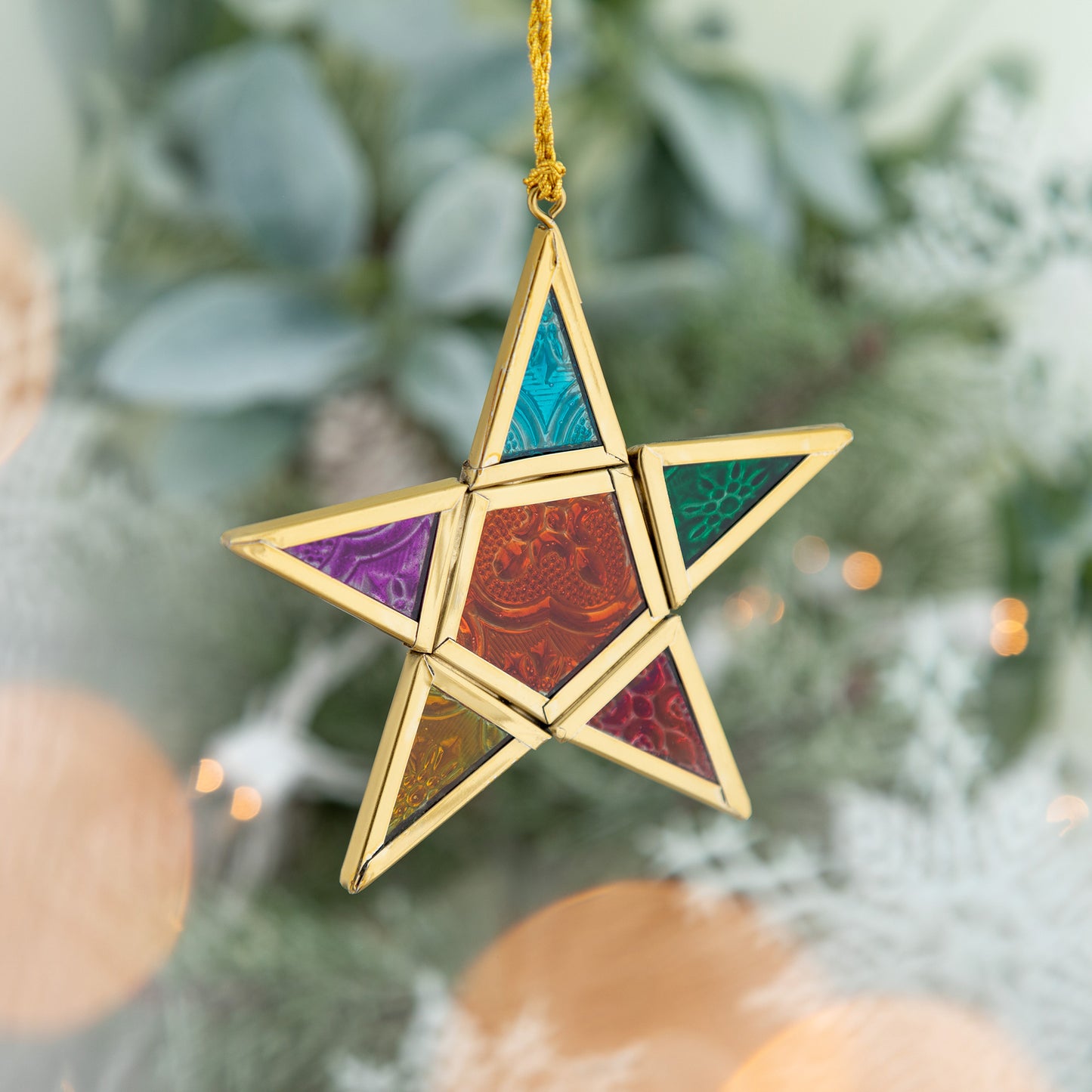 Glass Moravian Rainbow Star Ornament¬†