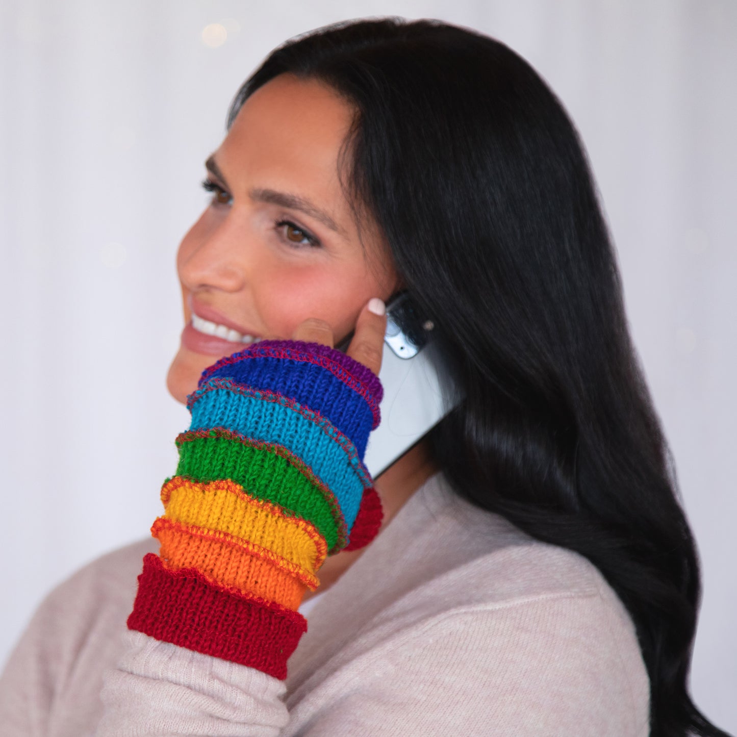 Hand Knit Rainbow Hand Warmers