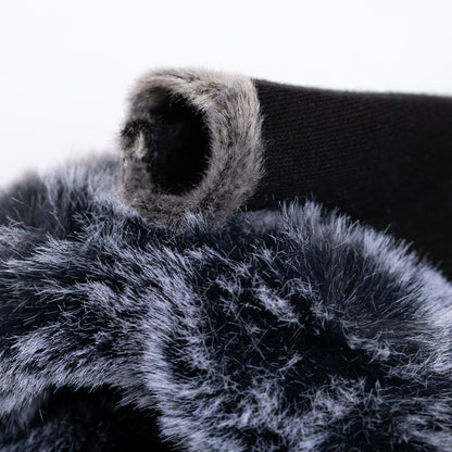 Faux Fur Embroidered Fingerless Gloves