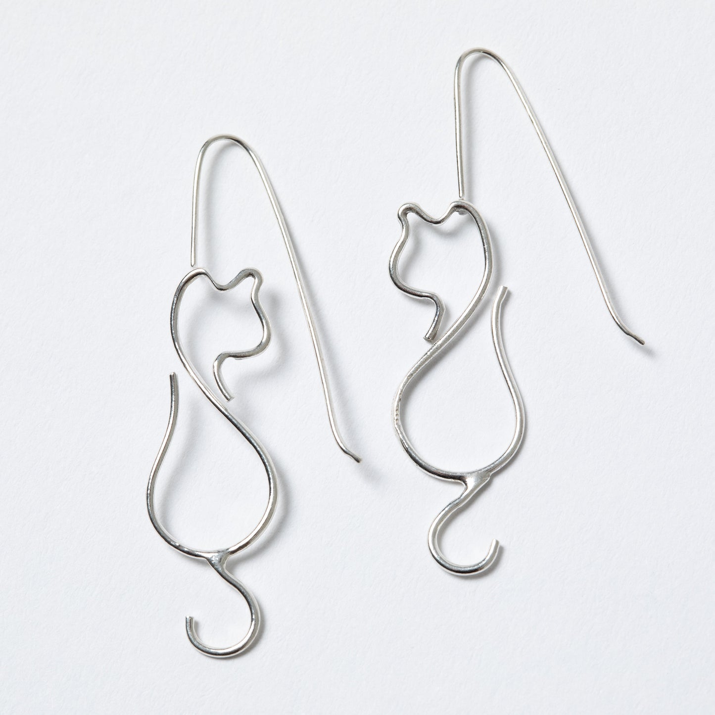 Minimalist Cat Wire Sterling Earrings