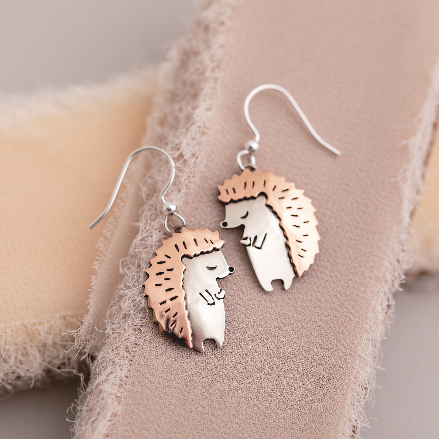 Hedgehog Mixed Metal Earrings