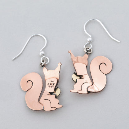 Squirrel & Acorn Mixed Metal Earrings