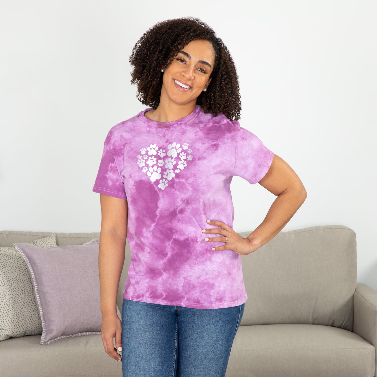 Paw Print Boysenberry Tie-Dye T-Shirt