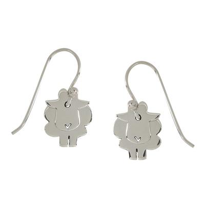 Dancing Lamb Sterling Silver Wire Earring