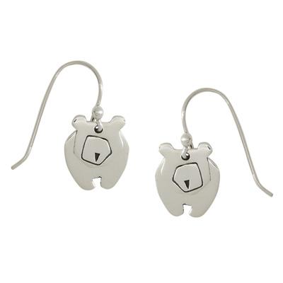 Dancing Bear Sterling Silver Wire Earring