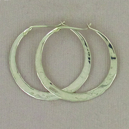 Hammered 25mm Sterling Silver Hoop Earring