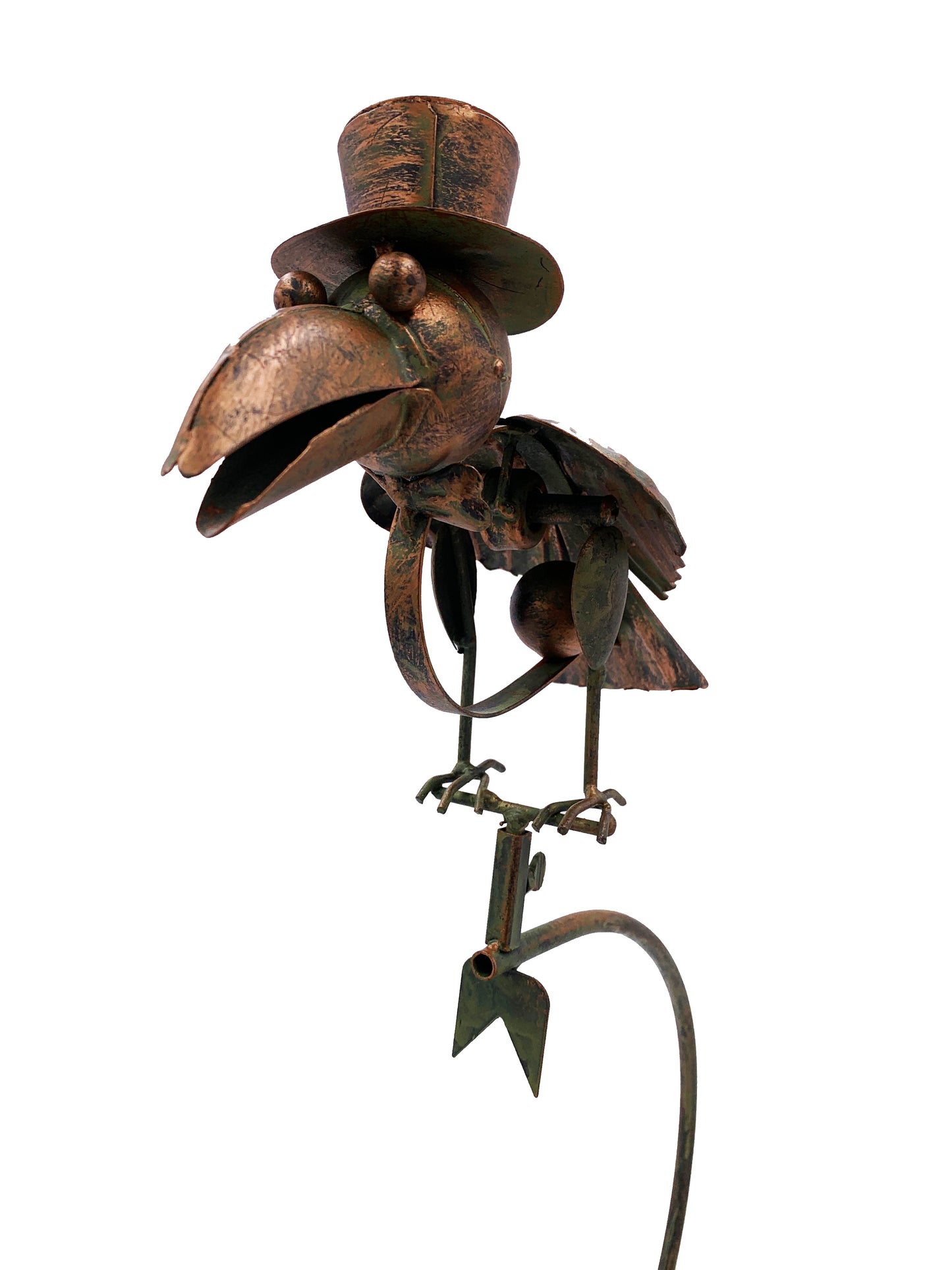 Metal Bird Rocker Stake w/Hat