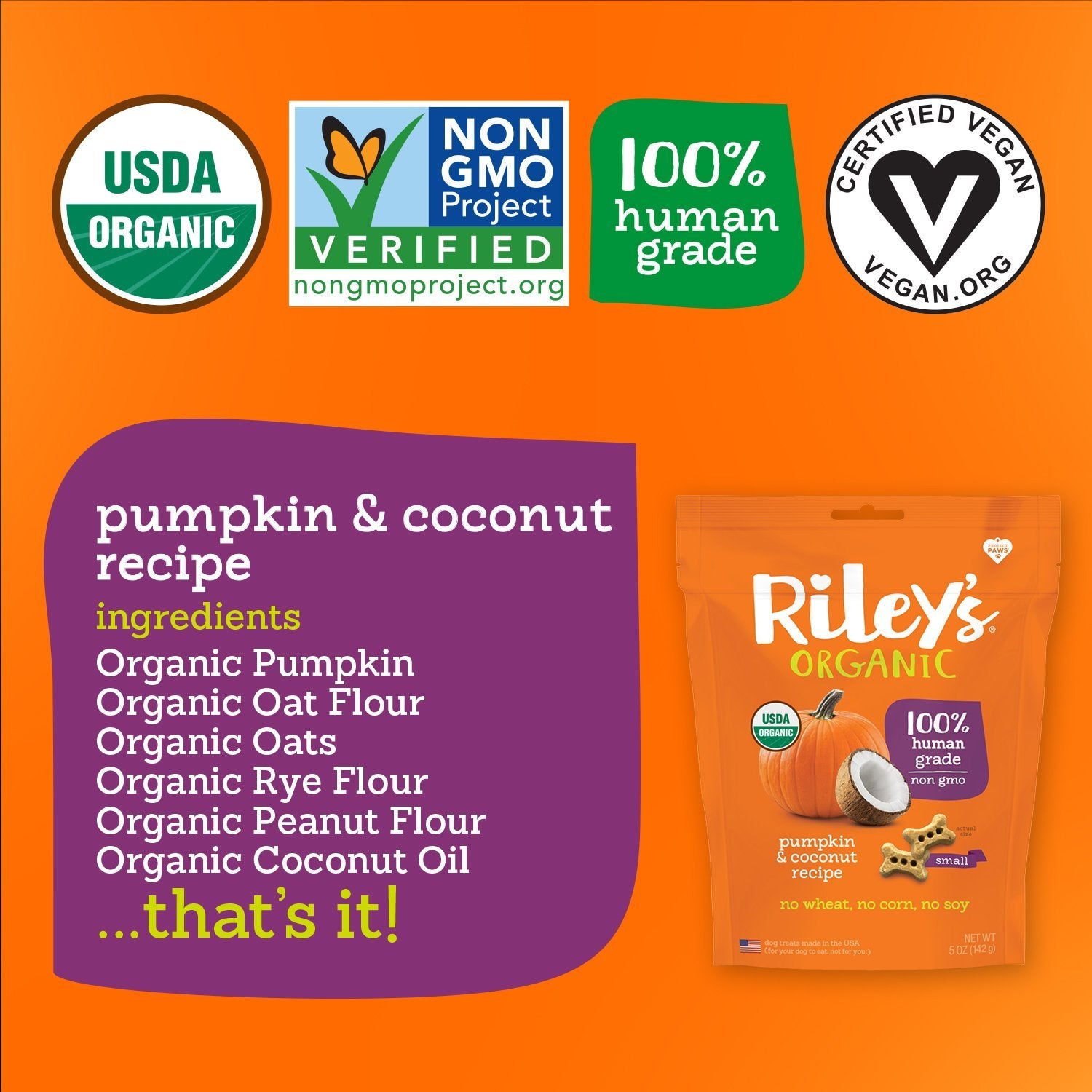 Riley's Organic - Riley's Organic Pumpkin And Coconut Dog Treats