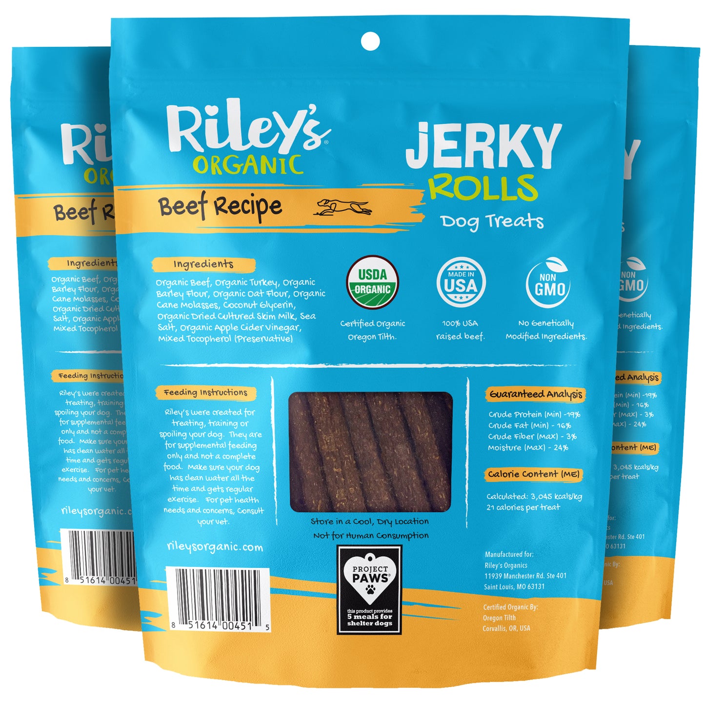 Organic Beef Jerky Rolls - 3 Pack