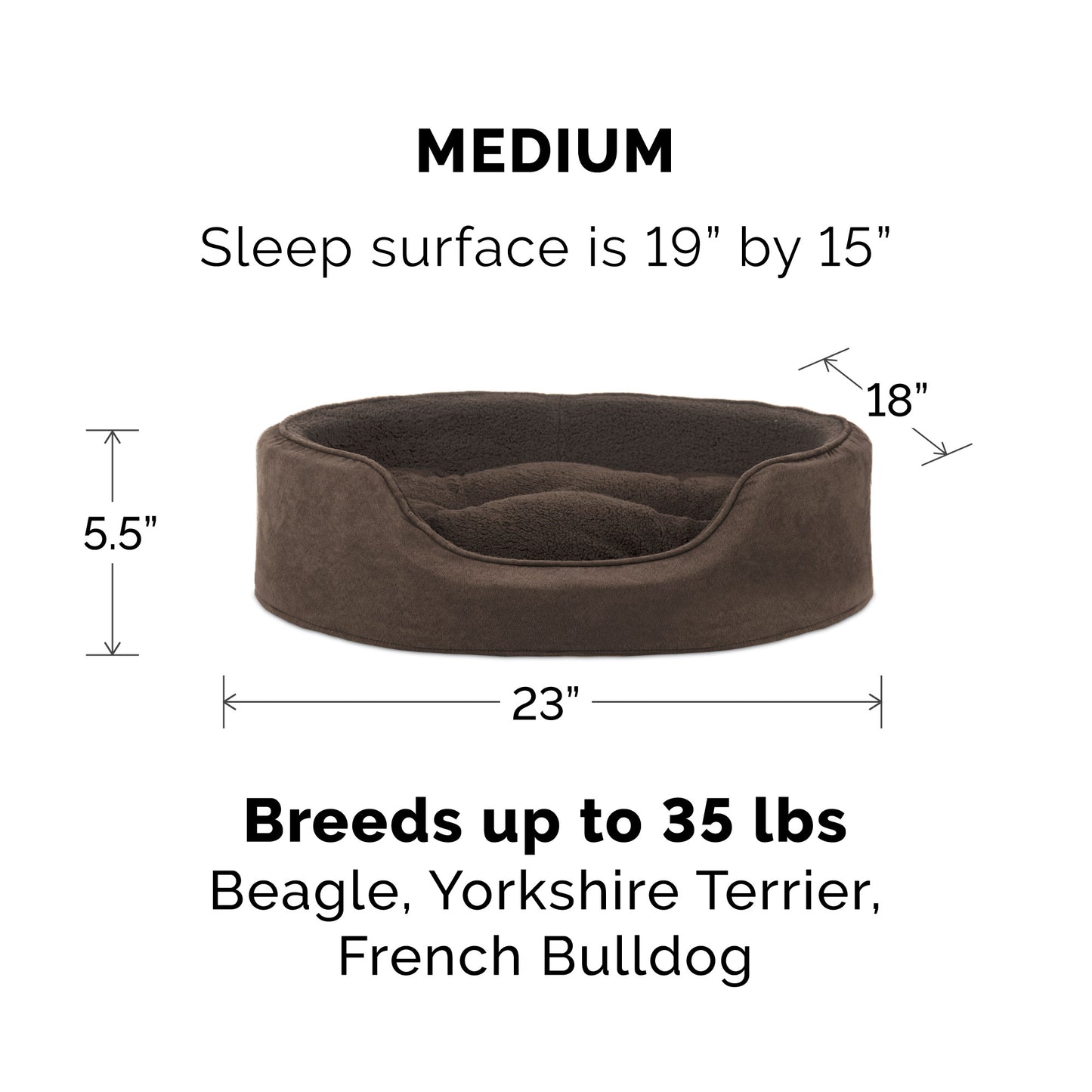 Terry & Suede Oval Pet Bed