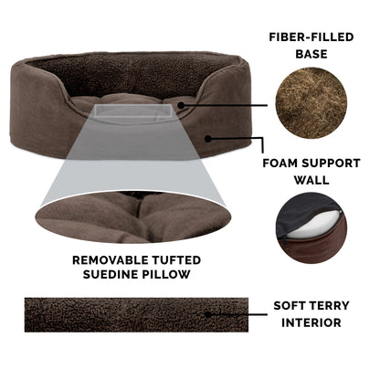 Terry & Suede Oval Pet Bed