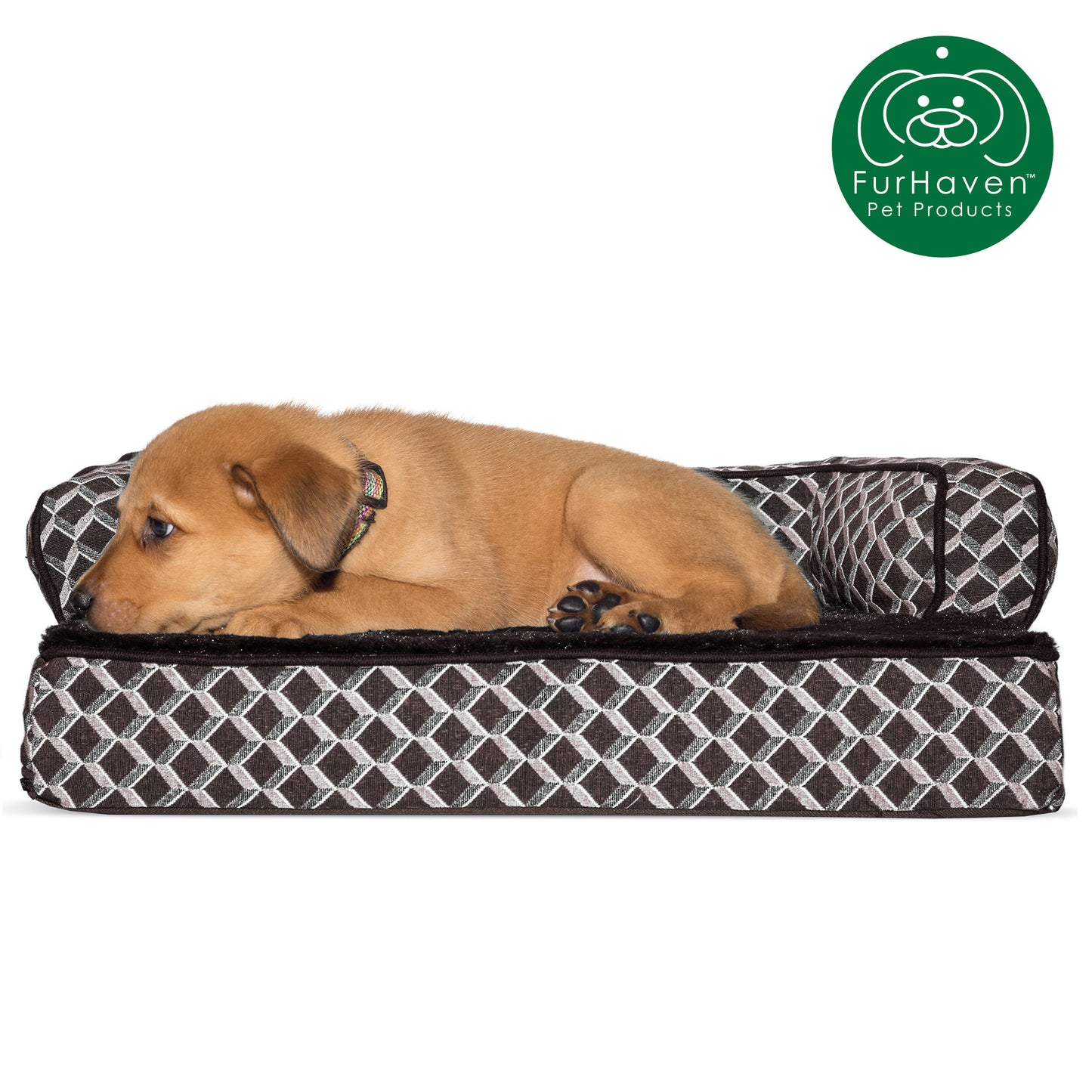 Plush & Patterned Comfy Couch Sofa-Style Pet Bed