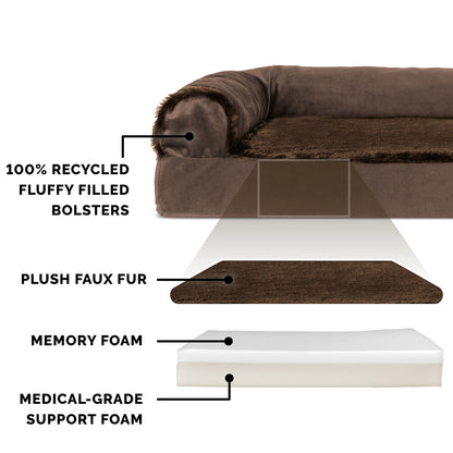 Memory Foam Plush & Velvet L-Shaped Lounge Sofa Pet Bed