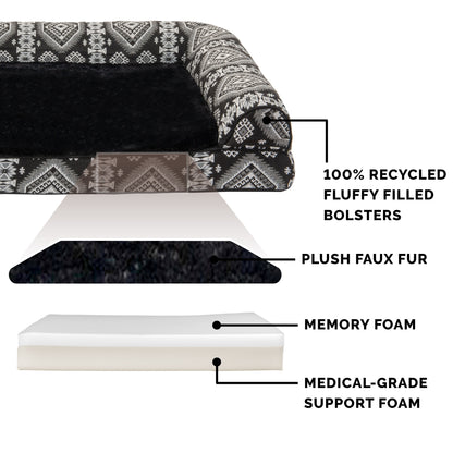 Memory Foam Southwest Kilim Sofa-Style Couch Pet Bed