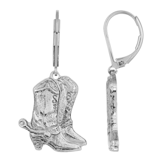 1928 Jewelry&reg; Silver-Tone Western Boots Drop Earrings
