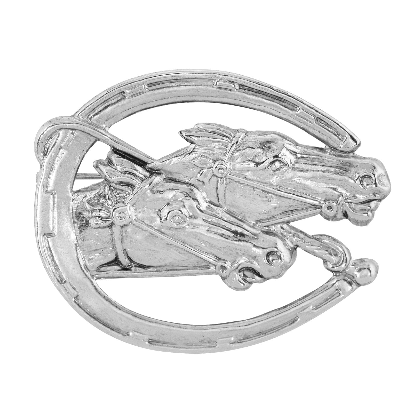 Silver-Tone Horseshoe and Horses Pin | GreaterGood