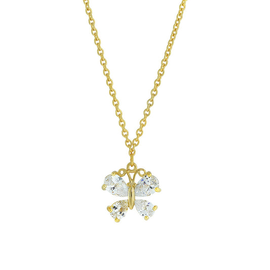 1928 Jewelry&reg; 14K Gold-Dipped Cubic Zirconia Butterfly Pendant Necklace 16"Adj.