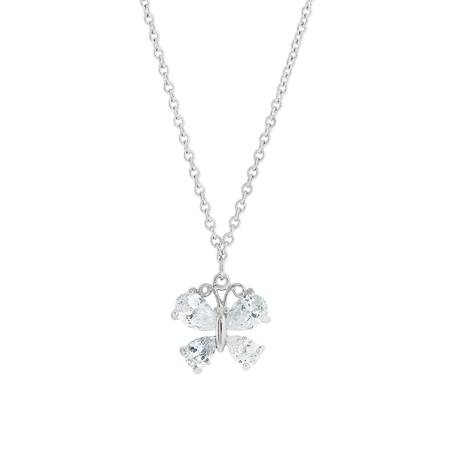 1928 Jewelry&reg; Silver-Tone Cubic Zirconia Butterfly Pendant Necklace 16"Adj.