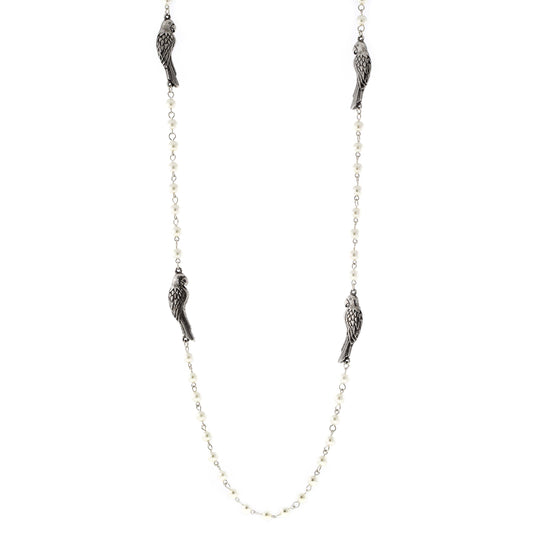 1928 Jewelry&reg; Pewter Parrot Pearl Chain Necklace 36"