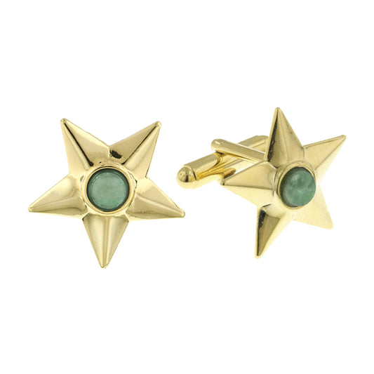 1928 Jewelry&reg; 14K Gold Dipped Semi-Precious Jade Star Cufflinks