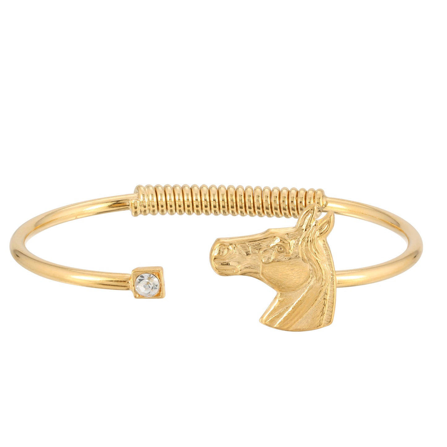 1928 Jewelry&reg; 14K Gold-Dipped Clear Crystal And Horse Accent Hinge Bracelet