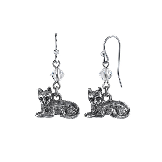 1928 Jewelry&reg; Pewter Cat Wire Earrings