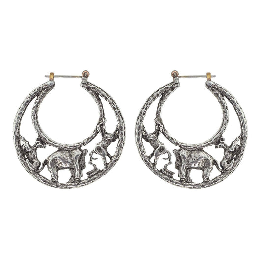 1928 Jewelry&reg; Silver Tone Elephant Hoop Earrings